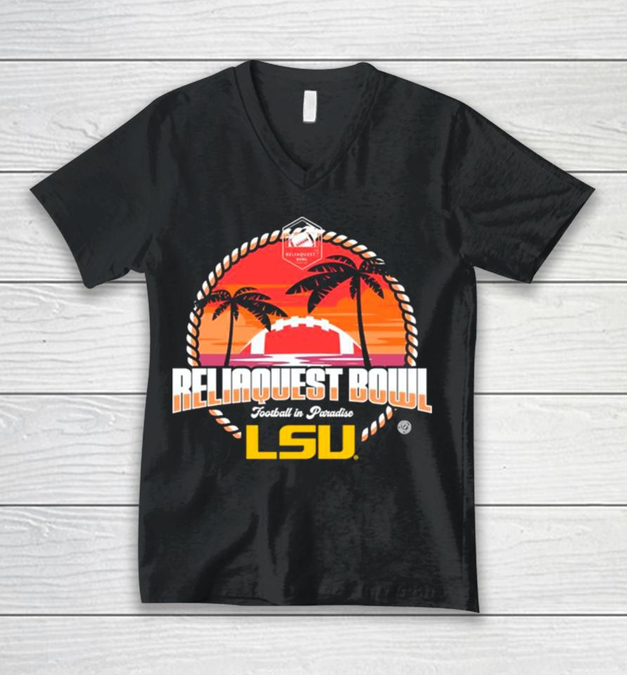 Lsu Tigers 2024 Reliaquest Bowl Football In Paradise Unisex V-Neck T-Shirt