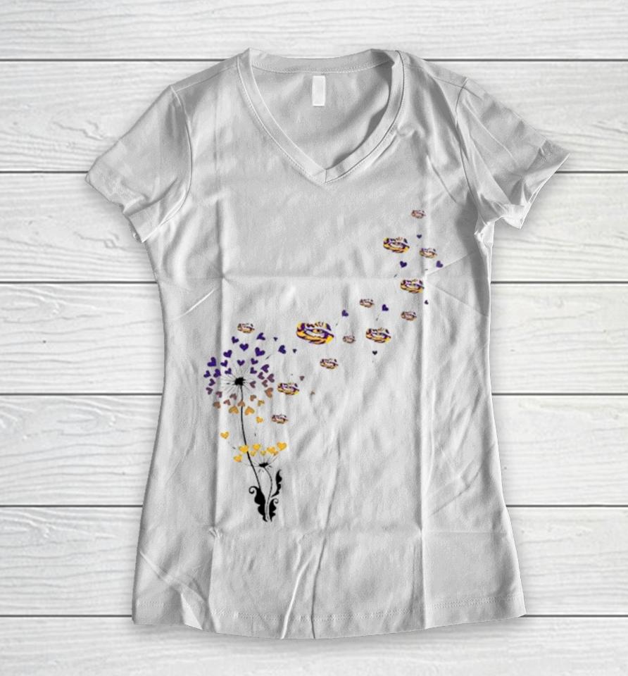 Lsu Tigers Dandelion Flower 2023 Women V-Neck T-Shirt