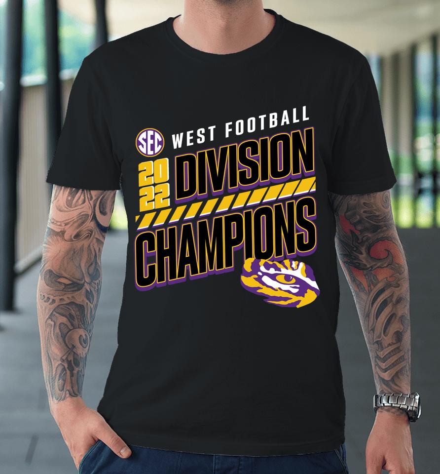 Lsu Tigers Fanatics Branded 2022 Sec West Division Football Champions Slanted Knockout Premium T-Shirt