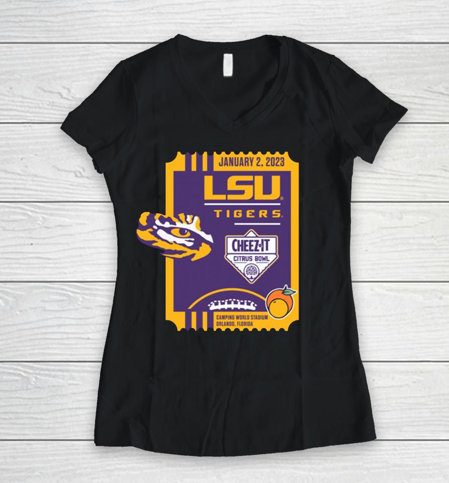 Lsu Tigers Football 2023 Cheez-It Citrus Bowl Women V-Neck T-Shirt