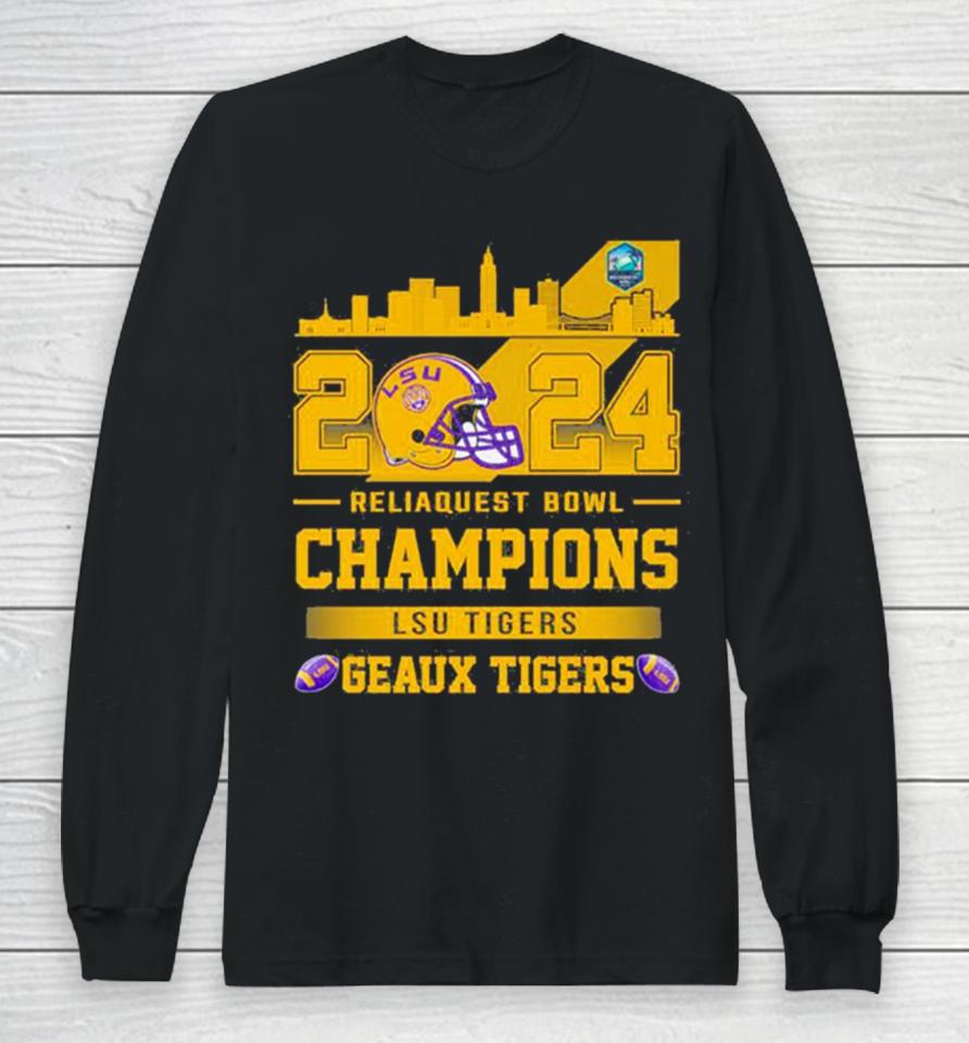 Lsu Tigers Football 2024 Reliaquest Bowl Champions Helmet Long Sleeve T-Shirt