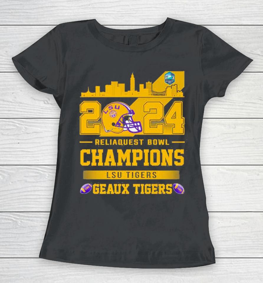 Lsu Tigers Football 2024 Reliaquest Bowl Champions Helmet Women T-Shirt