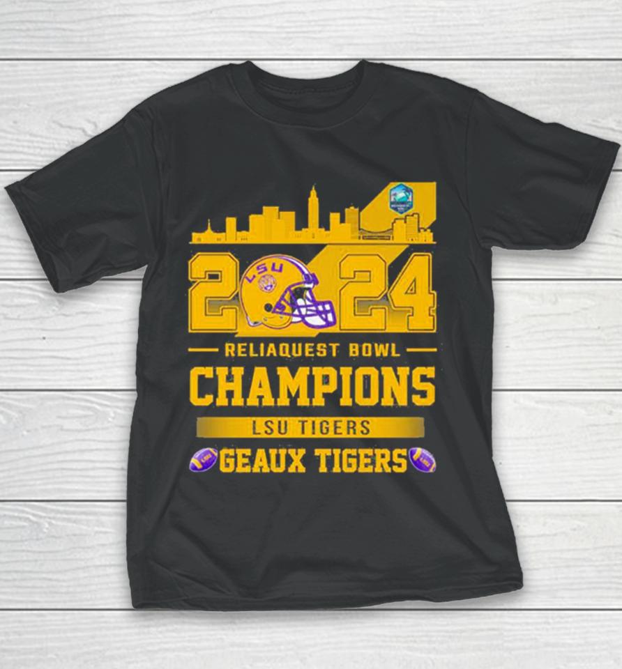 Lsu Tigers Football 2024 Reliaquest Bowl Champions Helmet Youth T-Shirt