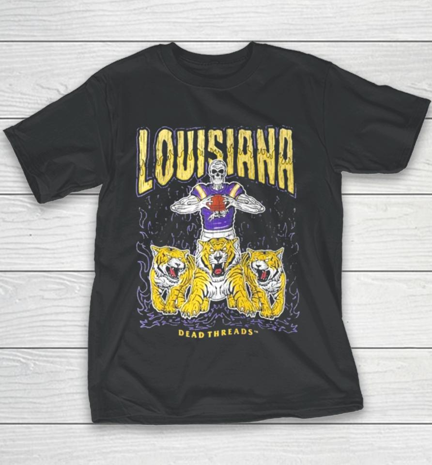Lsu Tigers Football Skeleton Dead Threads Youth T-Shirt