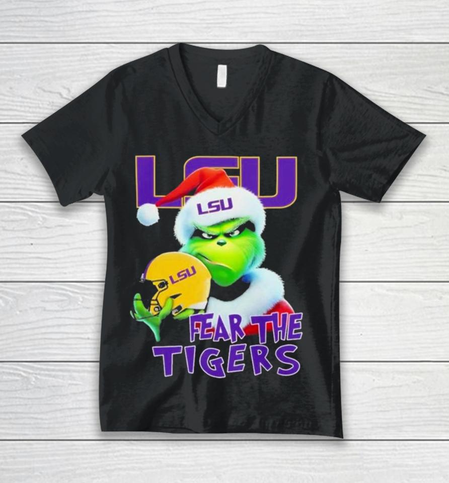 Lsu Tigers Grinch Fear The Christmas 2023 Unisex V-Neck T-Shirt