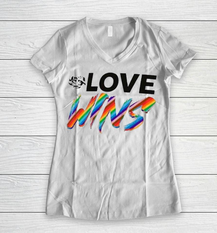 Lsu Tigers Love Wins Pride 2024 Women V-Neck T-Shirt