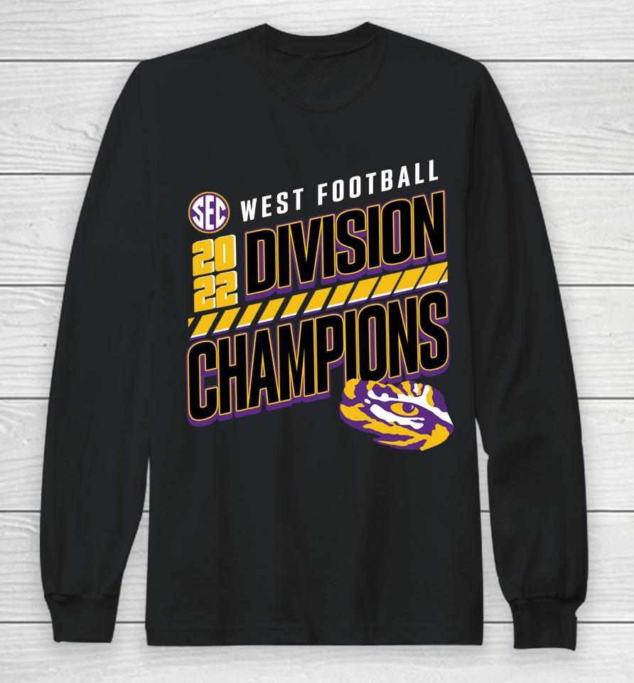 Lsu Tigers Sec West Football 2022 Division Champions Slanted Knockout Long Sleeve T-Shirt