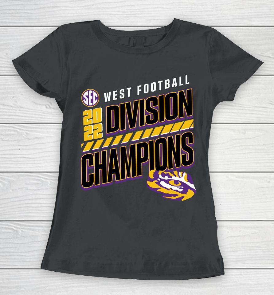 Lsu Tigers Sec West Football 2022 Division Champions Slanted Knockout Women T-Shirt