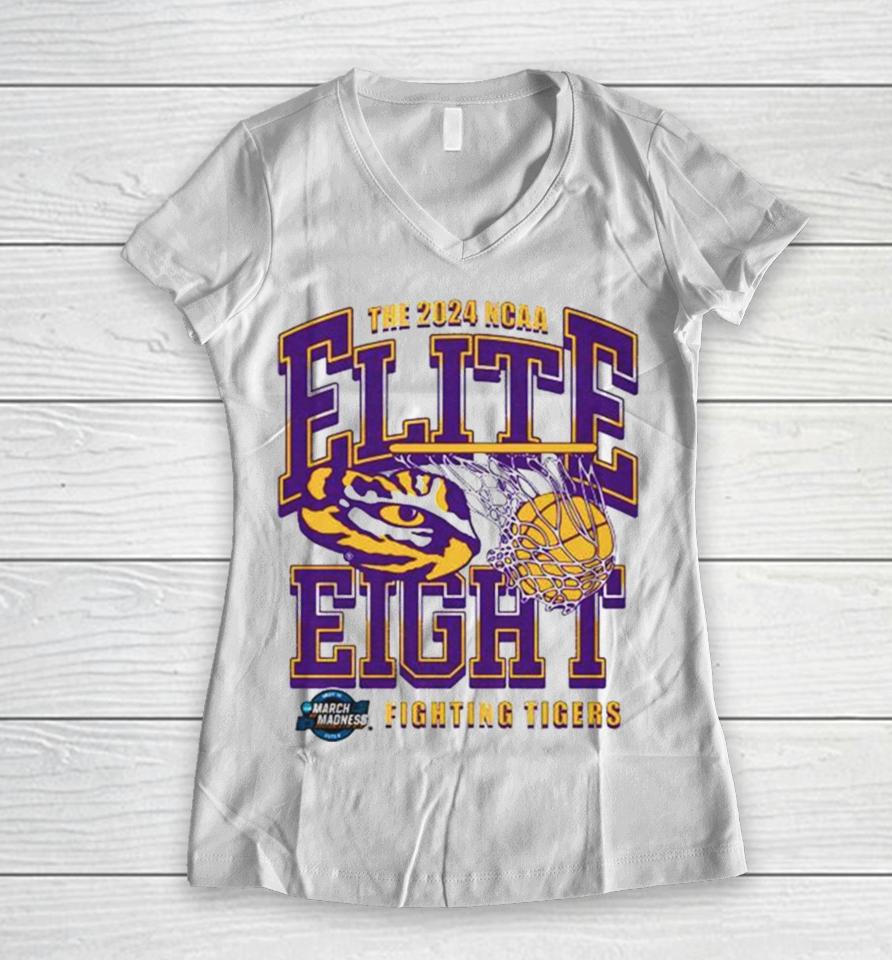 Lsu Tigers The 2024 Ncaa Elite Eight Fighting Tigers Women V-Neck T-Shirt