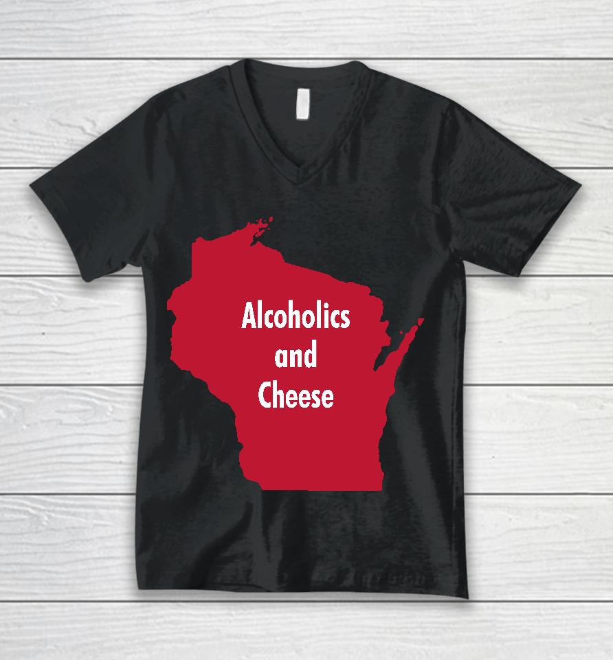 Luccainternational Store Alcoholics And Cheese Wisconsin Unisex V-Neck T-Shirt