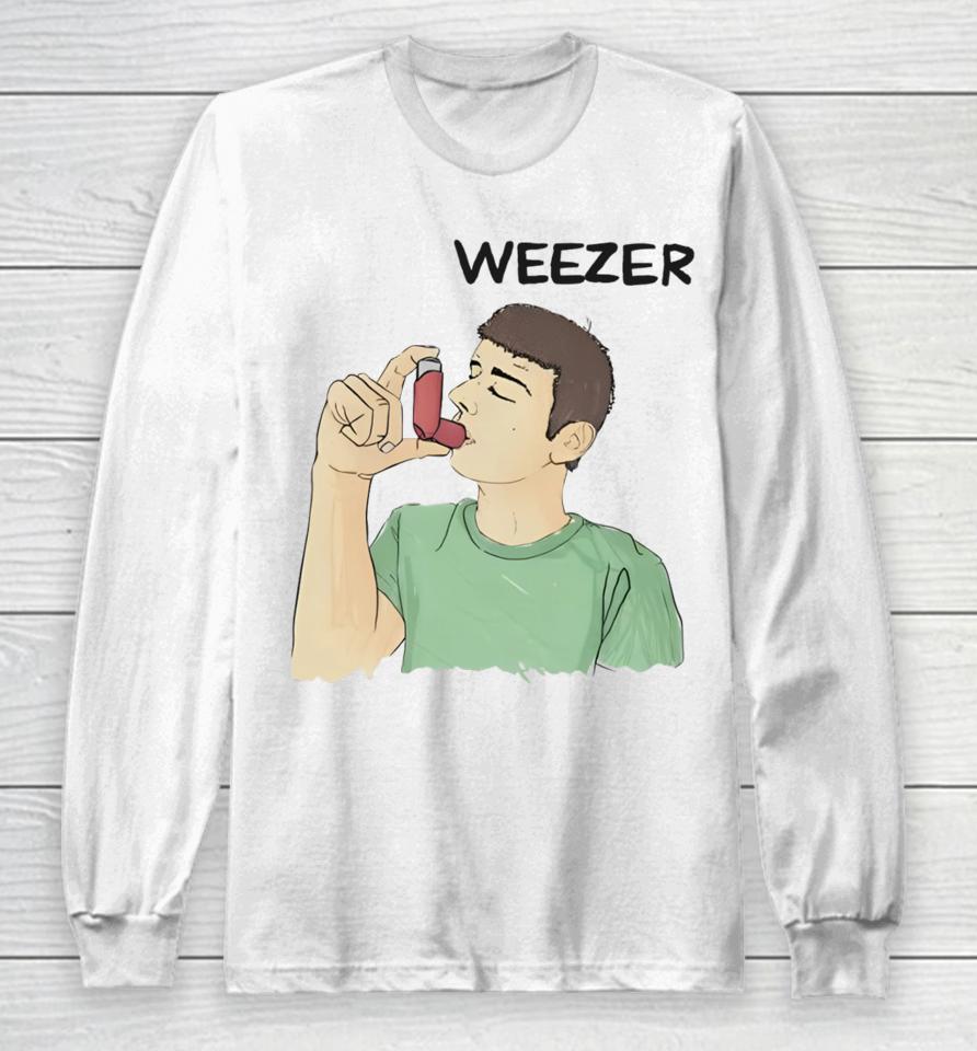 Luccainternational Weezer Man Using Inhaler Long Sleeve T-Shirt