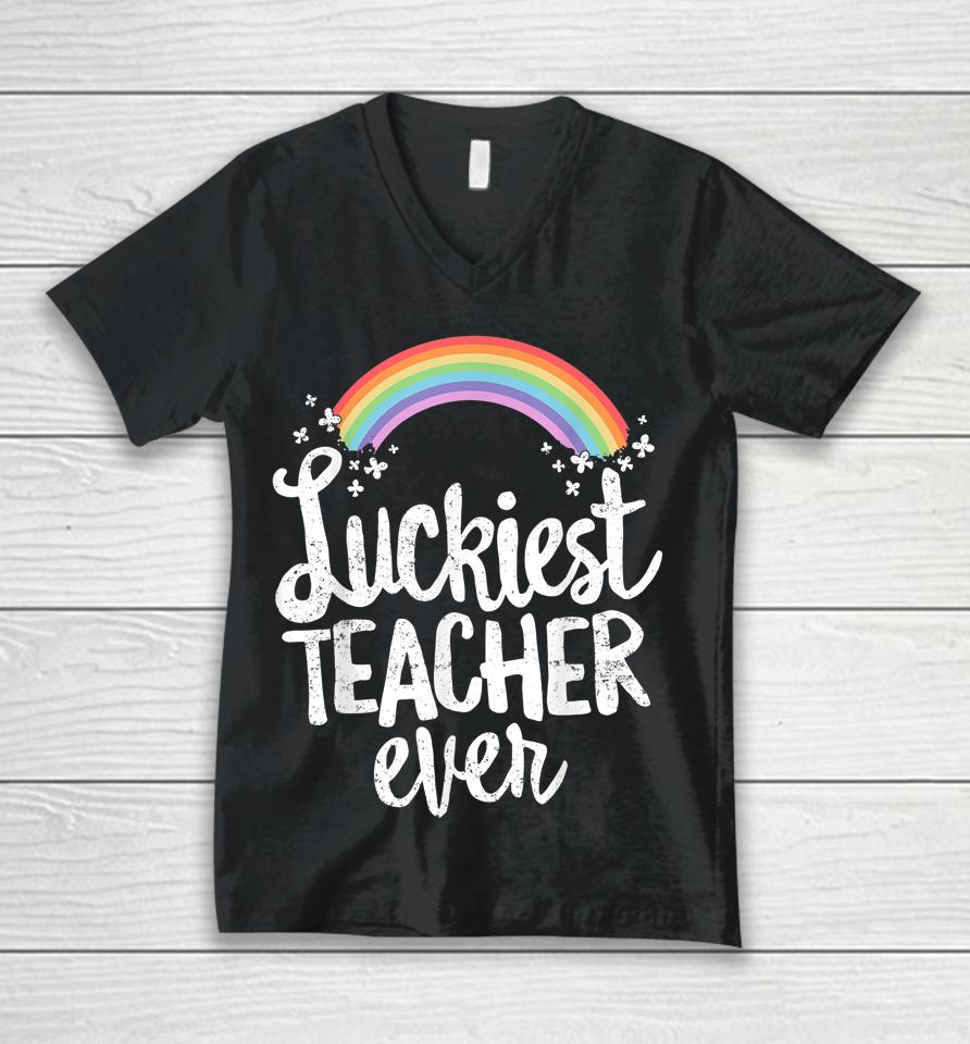Luckiest Teacher Ever St Patrick's Day Unisex V-Neck T-Shirt