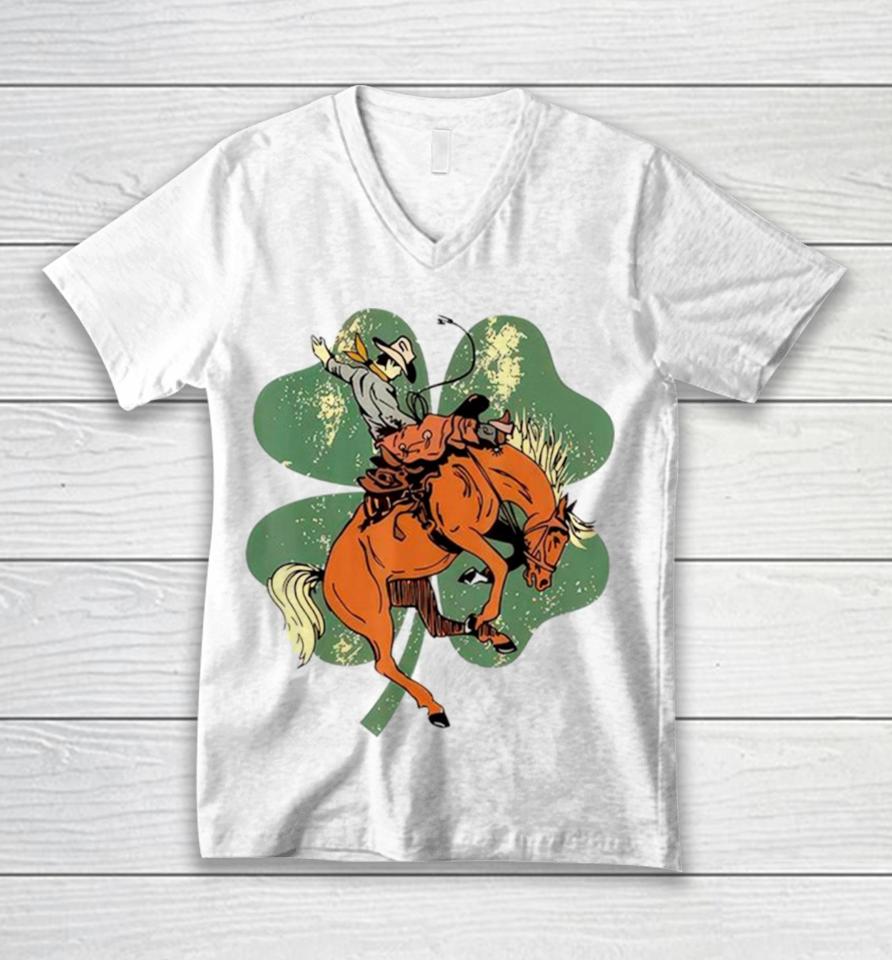 Lucky Bronc Horse Cowgirl Western St Patrick’s Day Unisex V-Neck T-Shirt