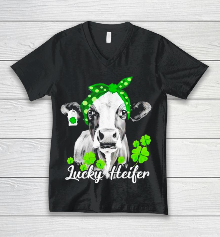 Lucky Heifer St Patrick’s Day Cow Unisex V-Neck T-Shirt