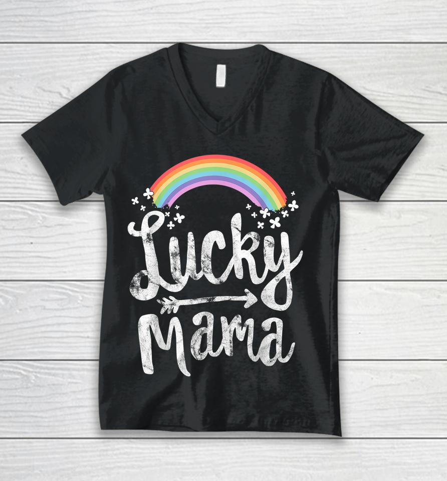 Lucky Mama Family Mom Mother's Day St Patrick's Day Unisex V-Neck T-Shirt