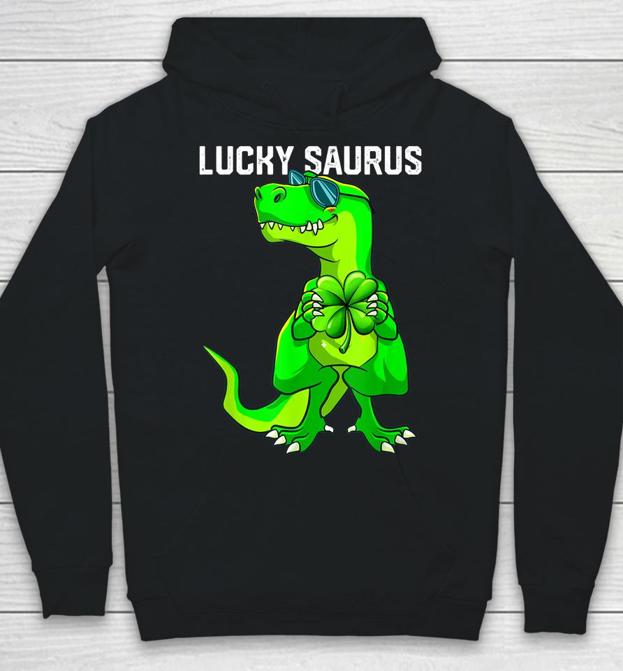 Lucky Saurus Dinosaur Irish Shamrock St Patrick's Day Hoodie