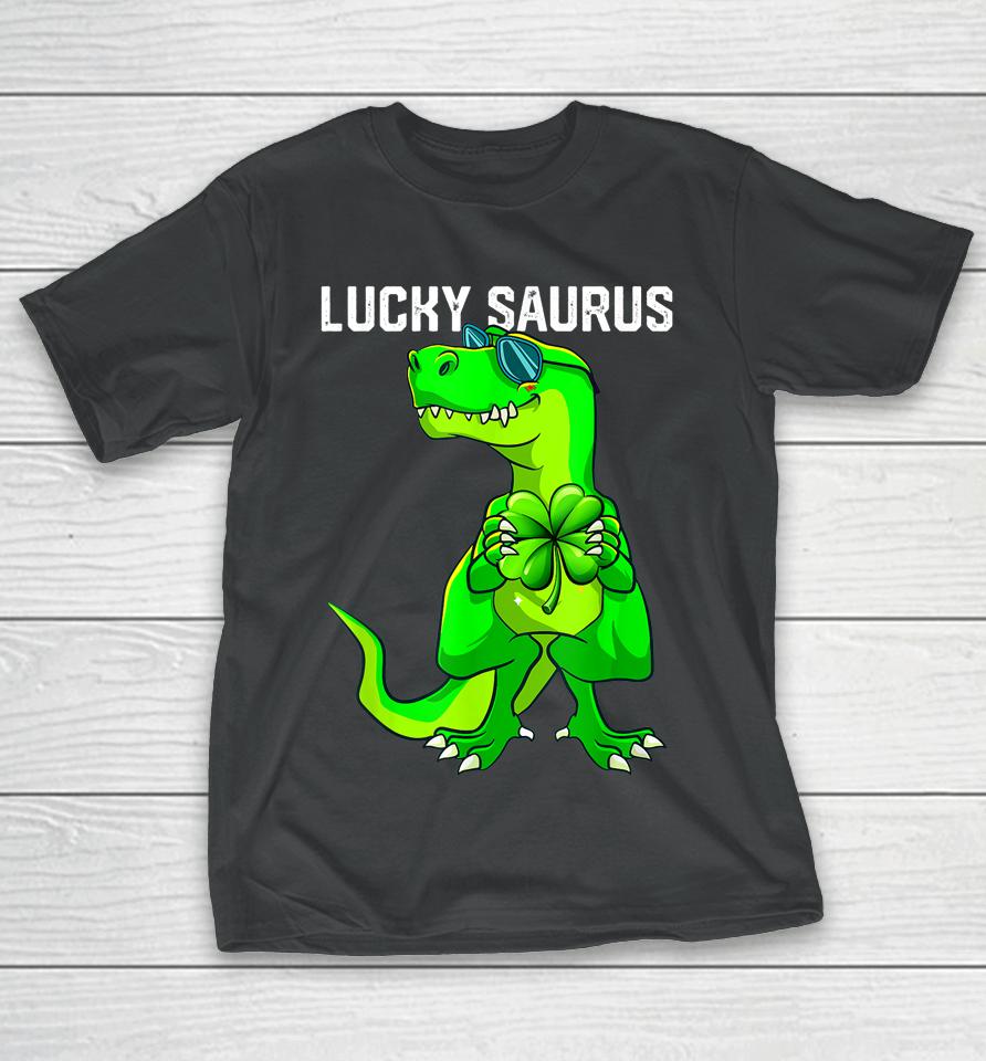 Lucky Saurus Dinosaur Irish Shamrock St Patrick's Day T-Shirt