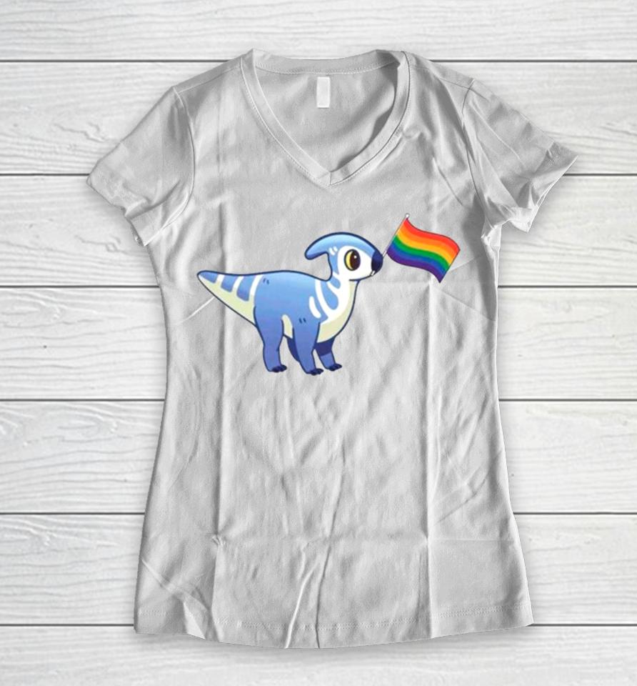 Lucky With A Pride Flag Women V-Neck T-Shirt