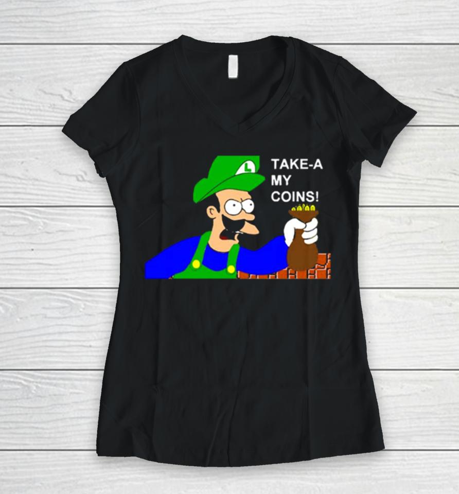 Luigi Shut Up And Take My Money Women V-Neck T-Shirt