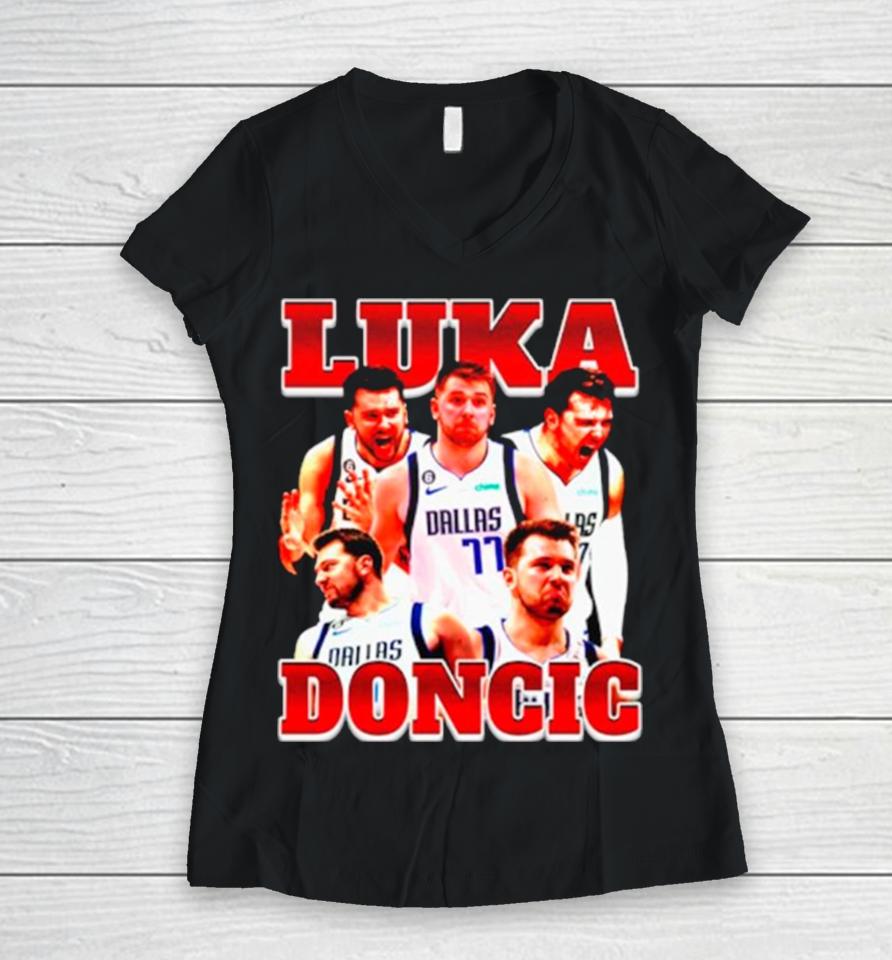 Luka Doncic Bootleg Women V-Neck T-Shirt