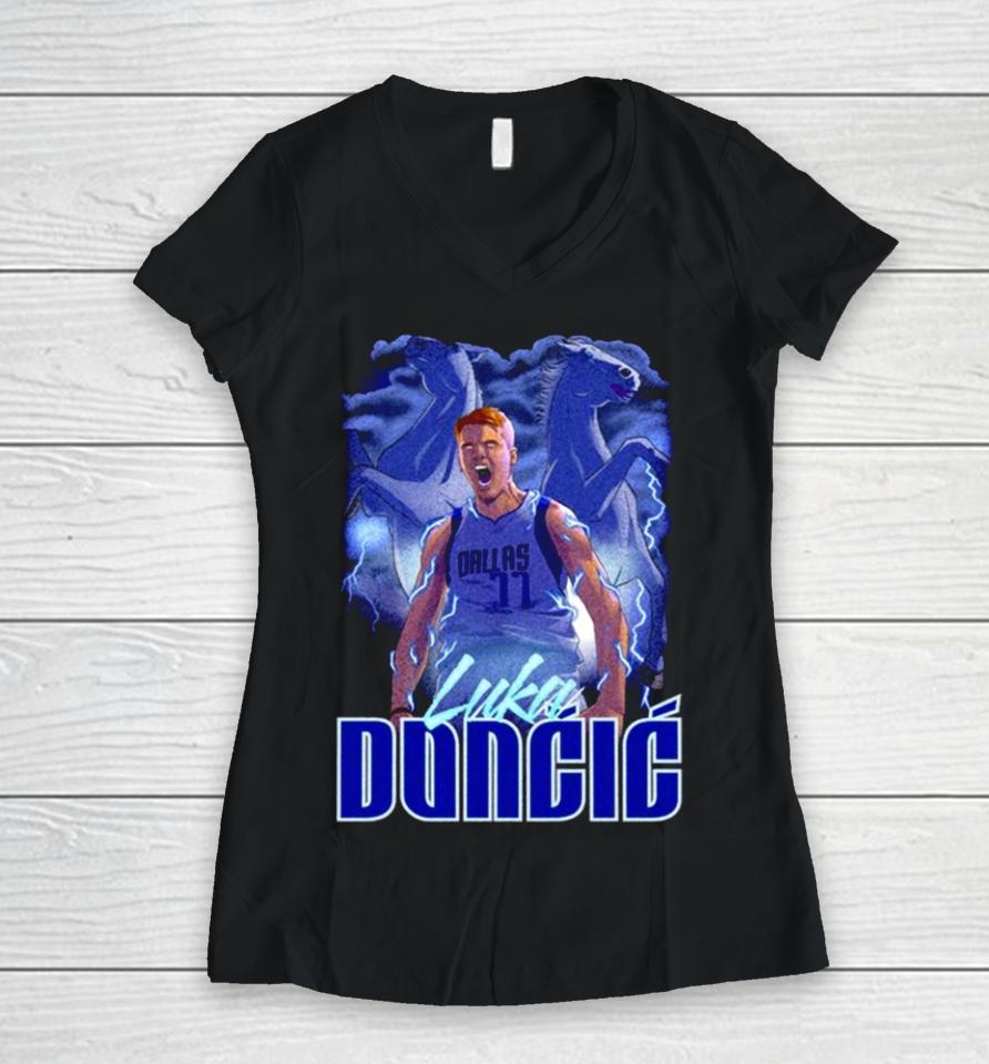 Luka Doncic Dallas Mavericks Basketball Women V-Neck T-Shirt
