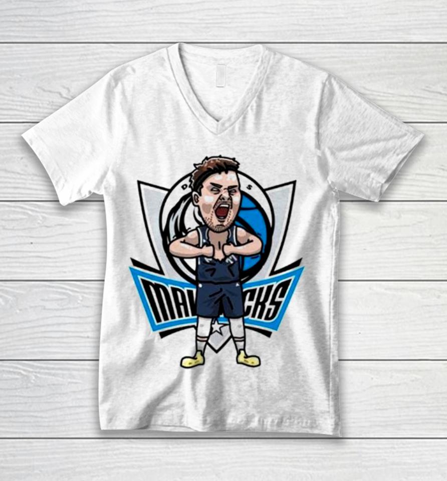 Luka Doncic Dallas Mavericks Player Cartoon Unisex V-Neck T-Shirt