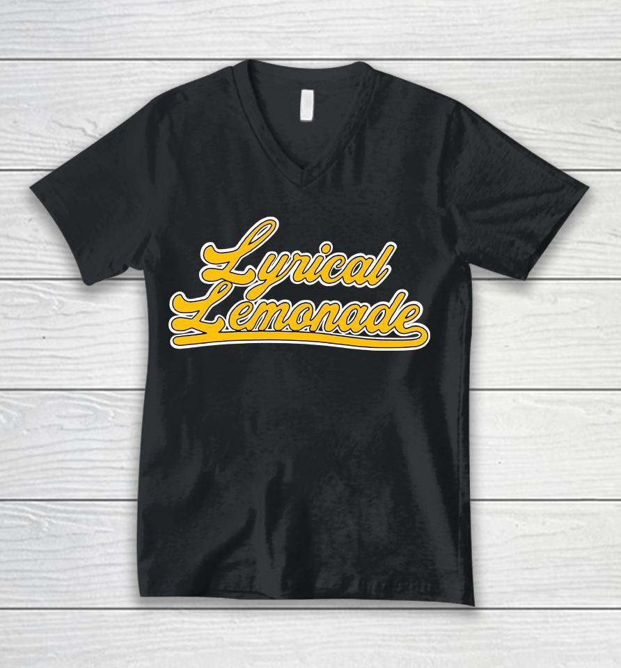 Lyrical Lemonade Merch Script Black Unisex V-Neck T-Shirt