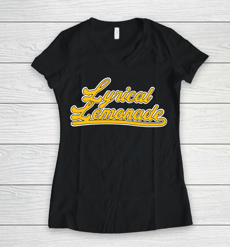 Lyrical Lemonade Merch Script Black Women V-Neck T-Shirt