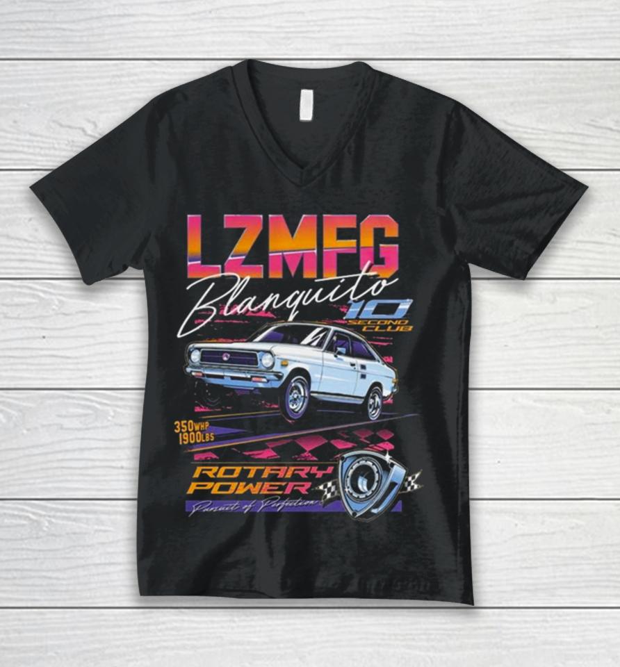 Lzmfg Merch Blanquito Rotary Power Pursuit Of Perfection Unisex V-Neck T-Shirt