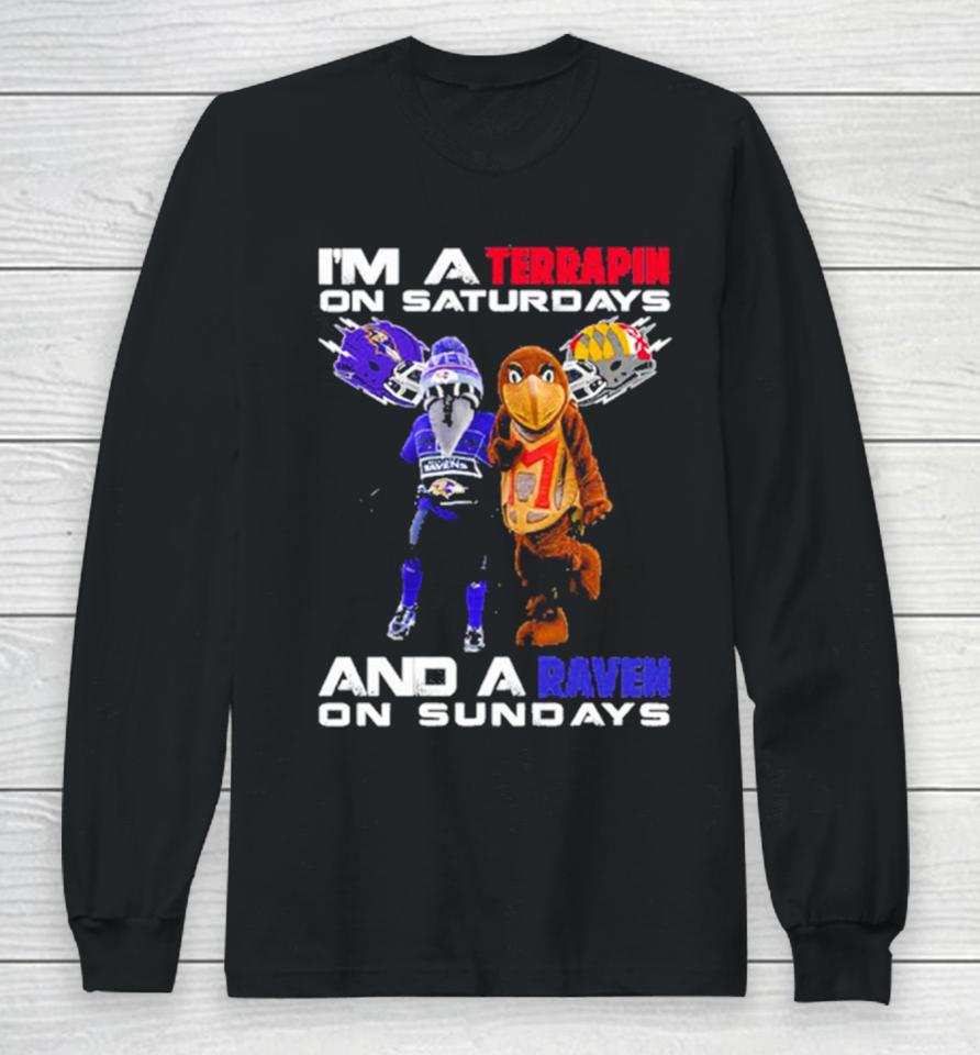 Macosts I’m A Terrapin On Saturdays Maryland Terrapins Football And A Baltimore Ravens On Sundays Long Sleeve T-Shirt