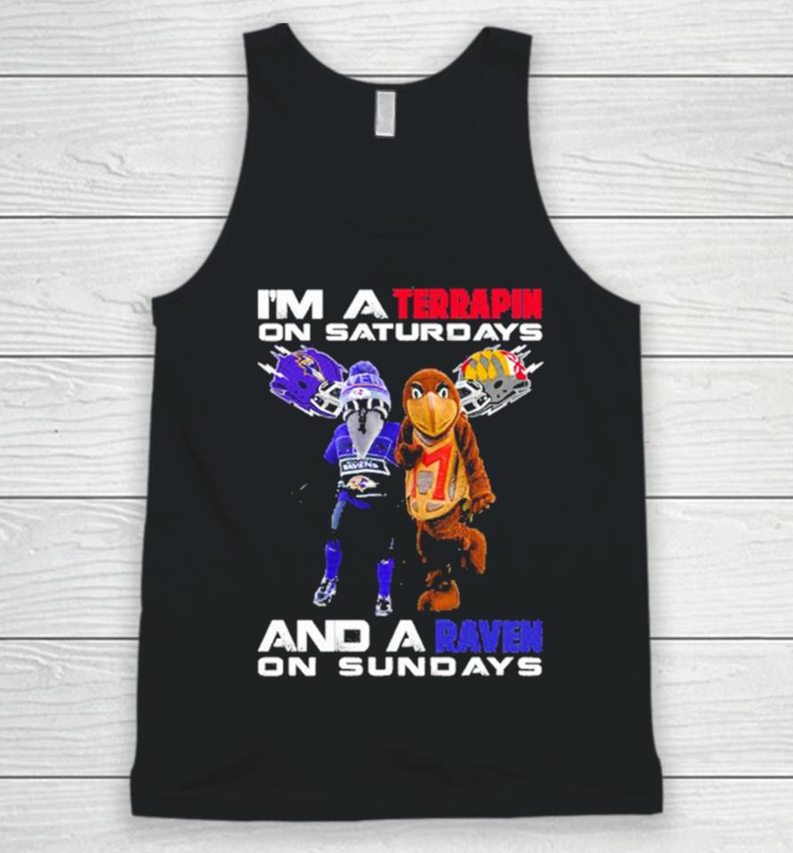 Macosts I’m A Terrapin On Saturdays Maryland Terrapins Football And A Baltimore Ravens On Sundays Unisex Tank Top