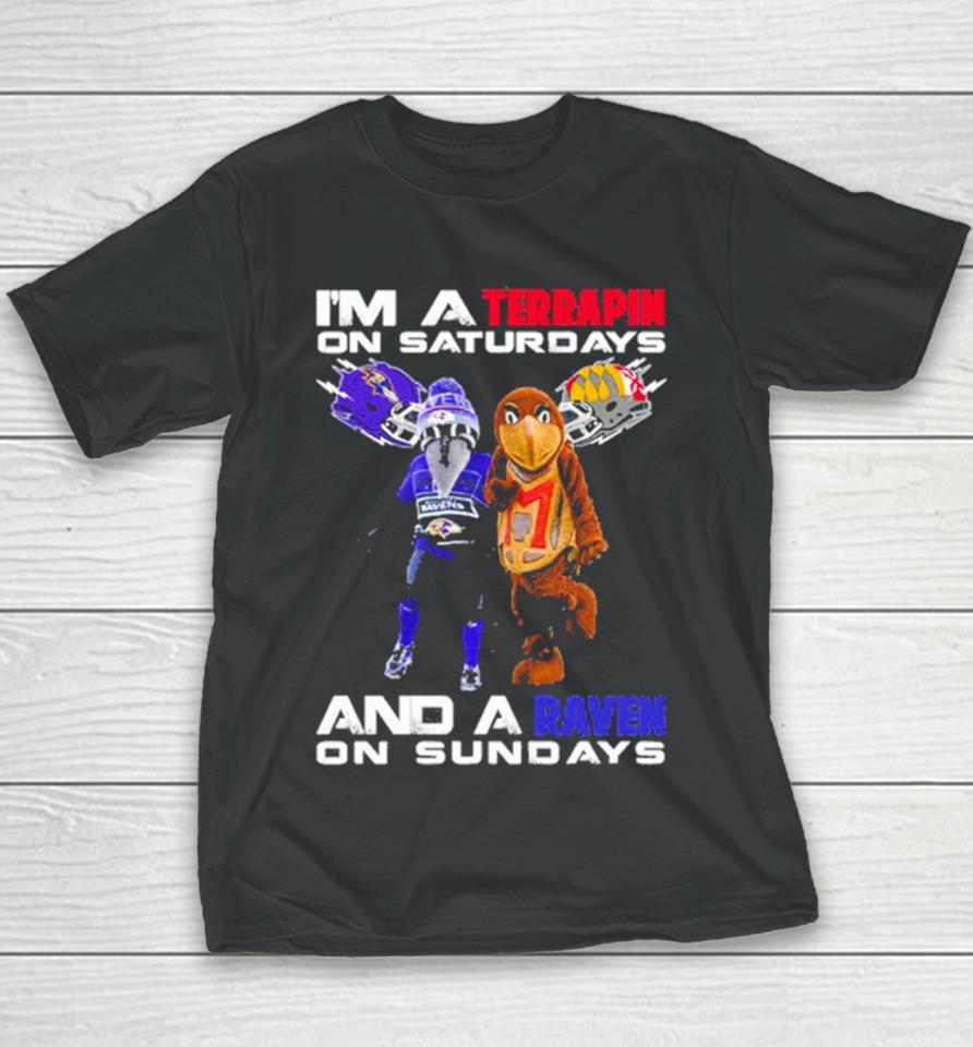 Macosts I’m A Terrapin On Saturdays Maryland Terrapins Football And A Baltimore Ravens On Sundays Youth T-Shirt
