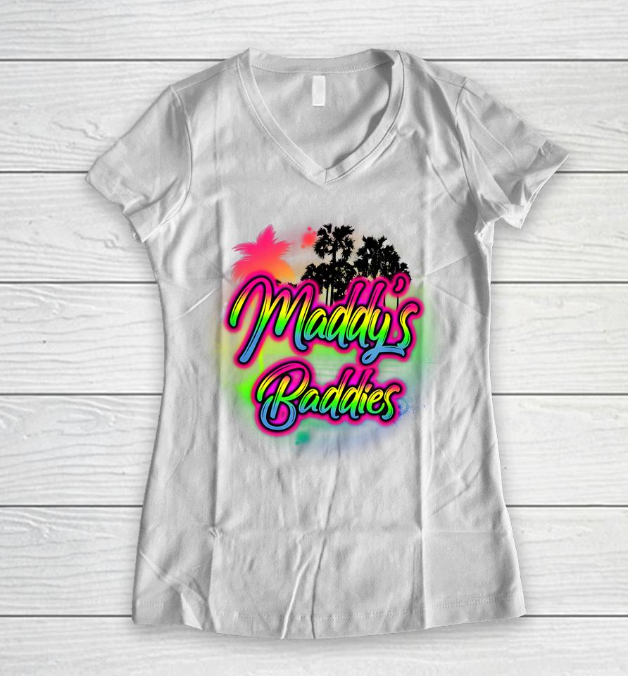 Maddy's Baddies Vintage Airbrush Bachelorette Women V-Neck T-Shirt