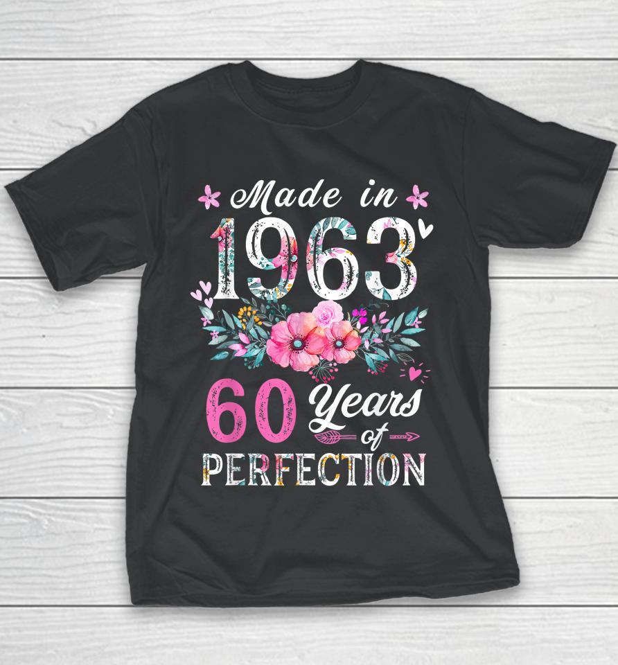 Made In 1963 Floral Vintage 60Th Birthday Gifts Youth T-Shirt