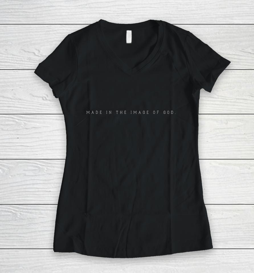Made In The Image Of God Christian Women V-Neck T-Shirt