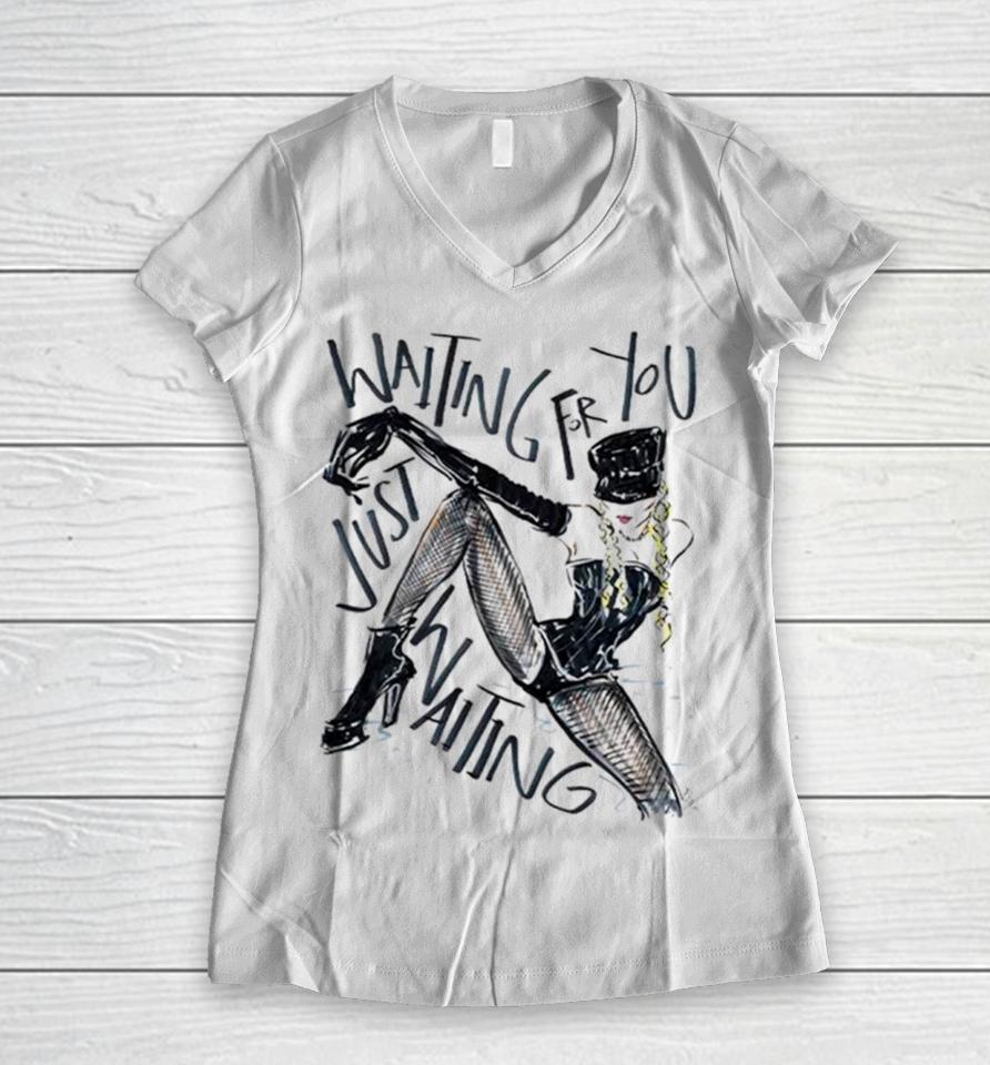 Madonna Waiting For You Just Waiting Women V-Neck T-Shirt