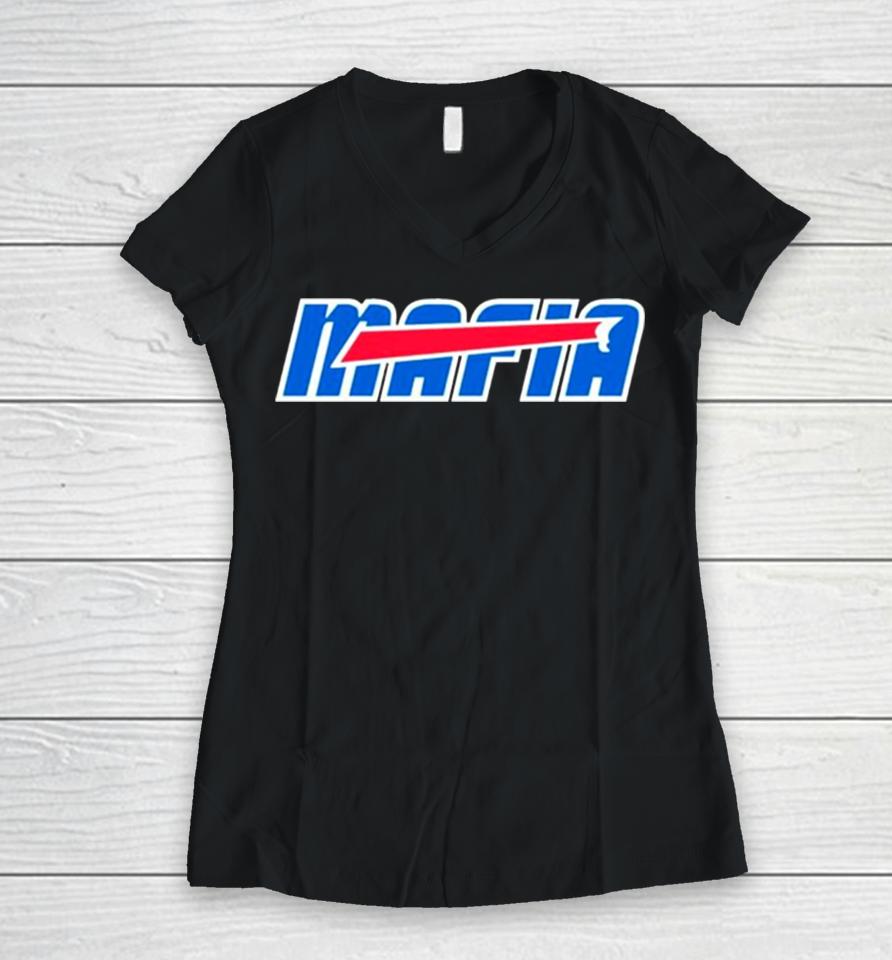 Mafia Buffalo Football Nfl Team Logo Women V-Neck T-Shirt