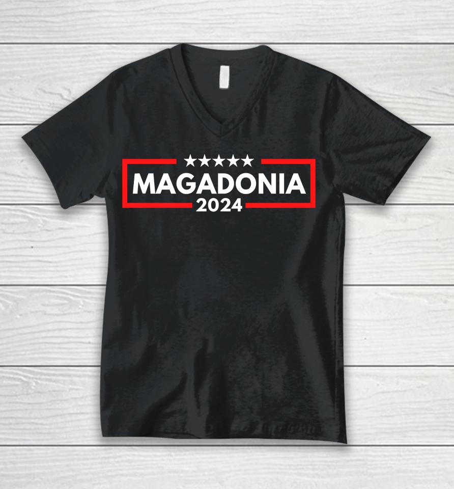 Magadonia 2024 Trump Voter Proud Trump Supporter Magadonian Unisex V-Neck T-Shirt