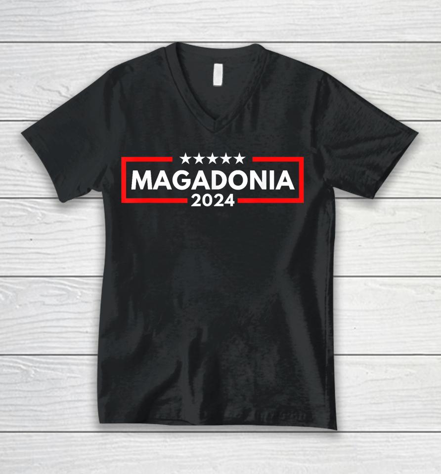 Magadonia 2024 Trump Voter Proud Trump Supporter Magadonian Unisex V-Neck T-Shirt