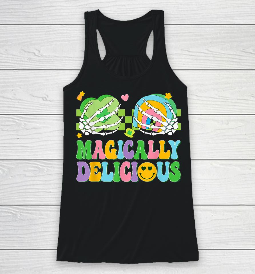 Magically Delicious Hippie St Patrick's Day Skeleton Charms Racerback Tank