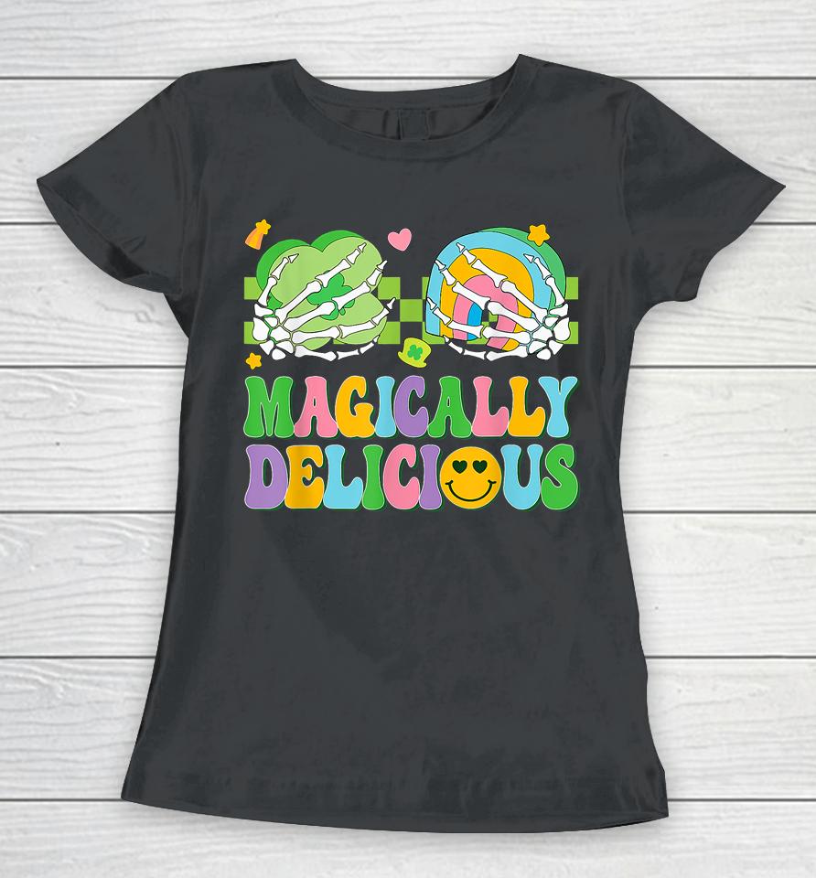 Magically Delicious Hippie St Patrick's Day Skeleton Charms Women T-Shirt