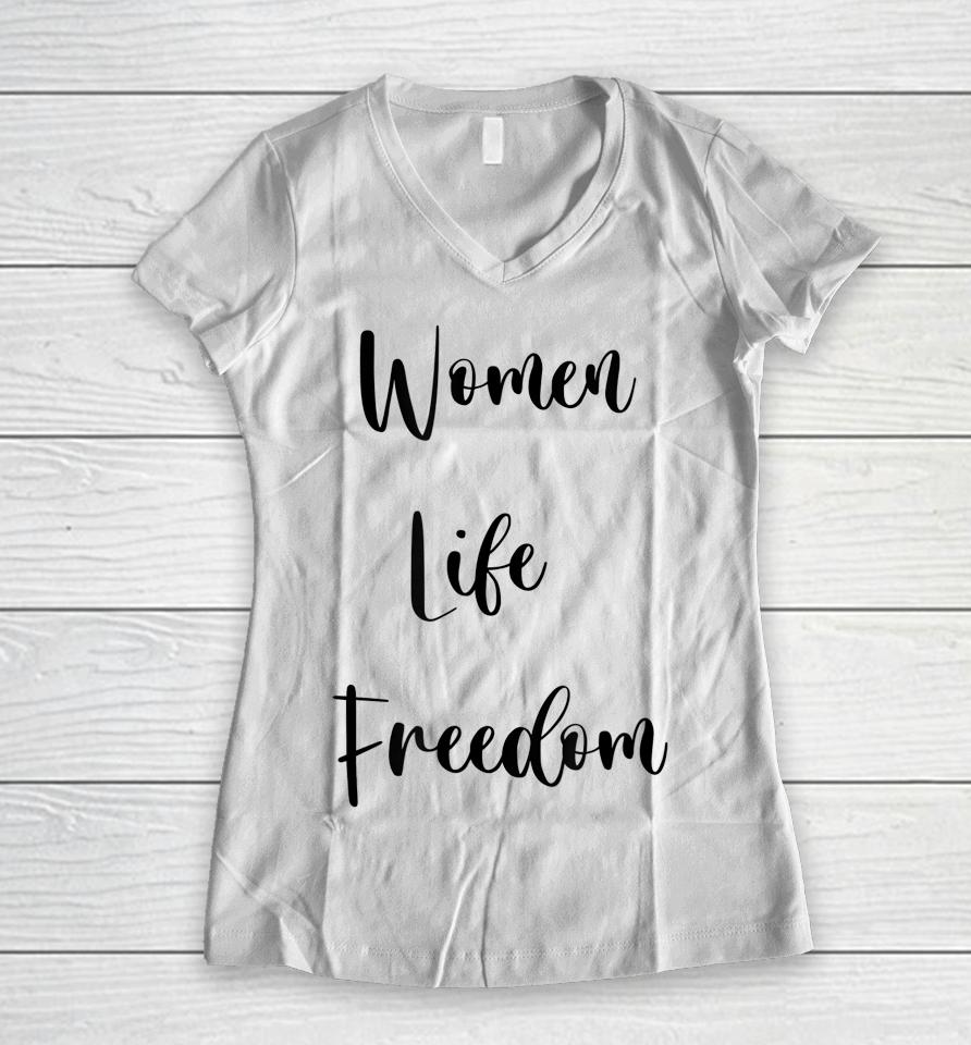 Mahsa Amini Iran #Mahsaamini Women Life Freedom Women V-Neck T-Shirt