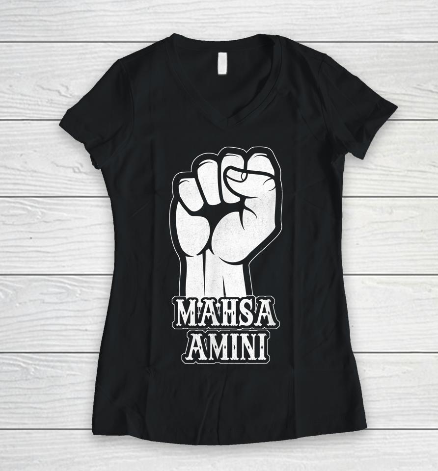 Mahsa Amini Iranian Women's Rights Vintage Women V-Neck T-Shirt