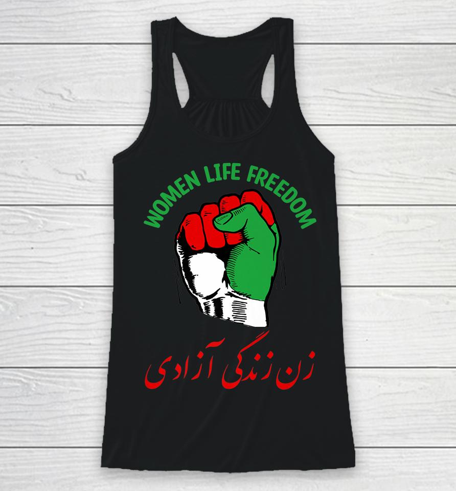 Mahsa Women Life Freedom Iranian Flag Fist Of Iranian Racerback Tank