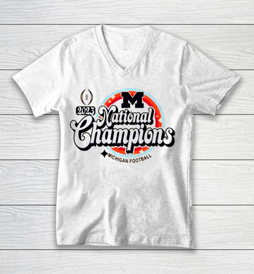 Maize Michigan Wolverines College Football Playoff 2023 National Champions Cropped Unisex V-Neck T-Shirt
