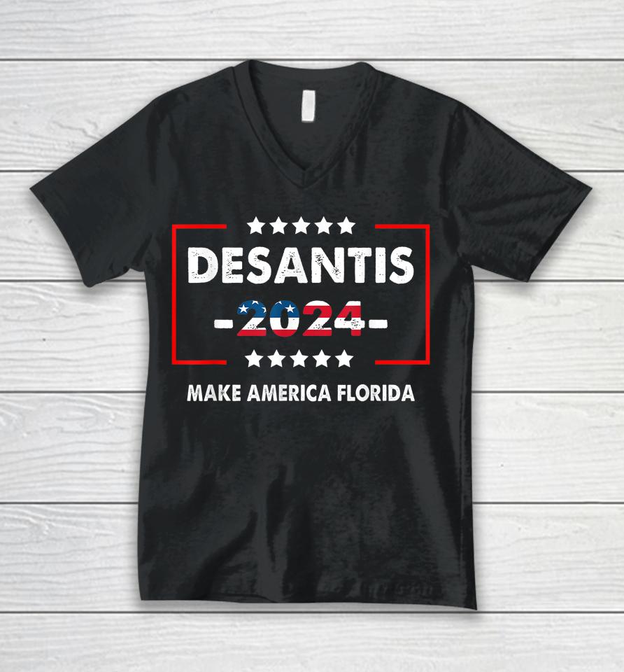 Make America Florida Shirt Desantis 2024 Election Unisex V-Neck T-Shirt