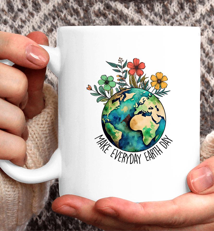 Make Everyday Earth Day Retro Planet Flower Earth Day Coffee Mug