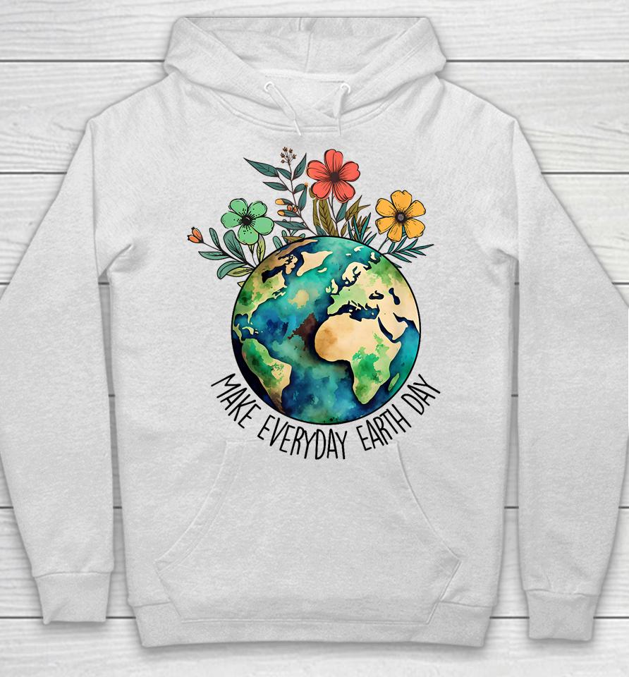 Make Everyday Earth Day Retro Planet Flower Earth Day Hoodie