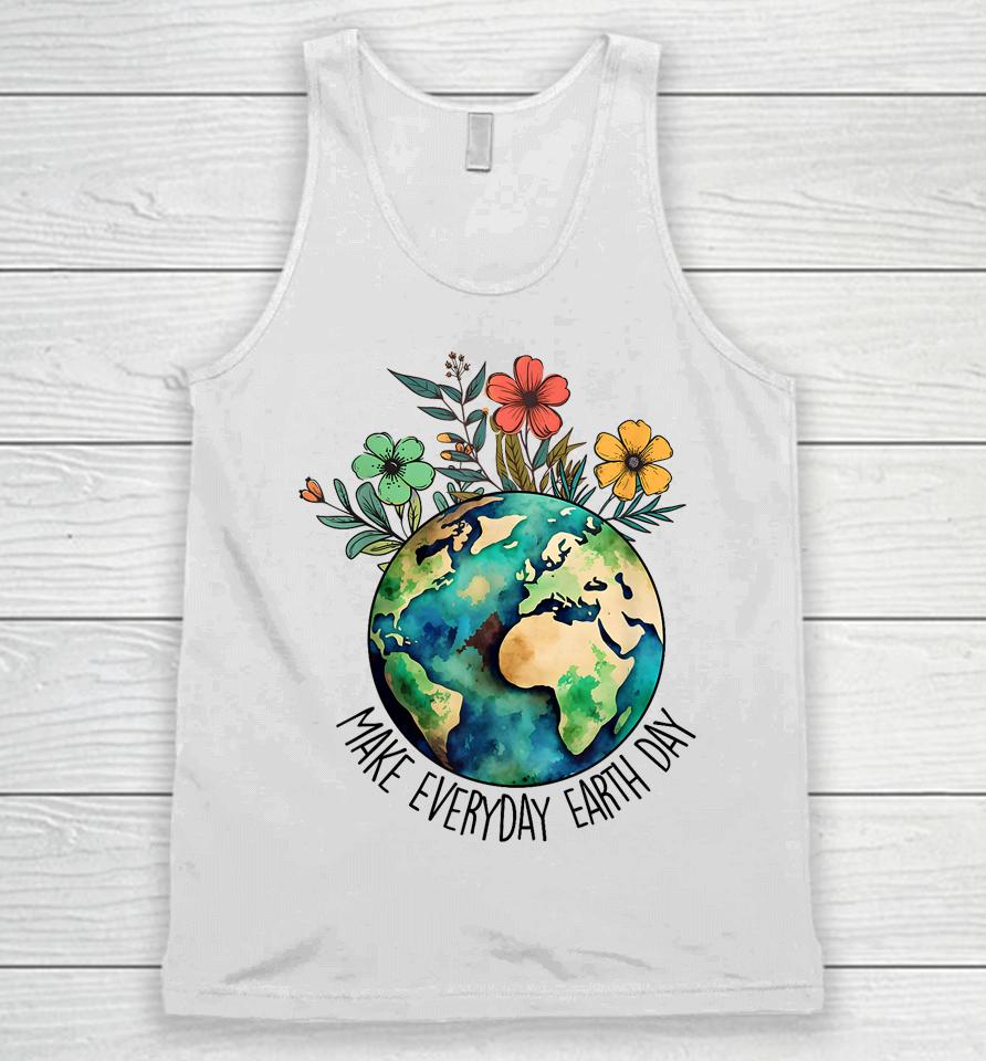 Make Everyday Earth Day Retro Planet Flower Earth Day Unisex Tank Top