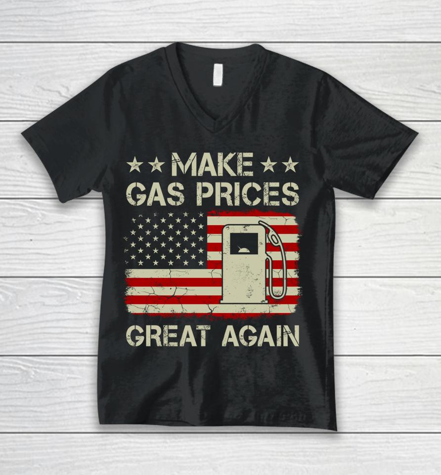 Make Gas Prices Great Again Vintage American Flag Unisex V-Neck T-Shirt